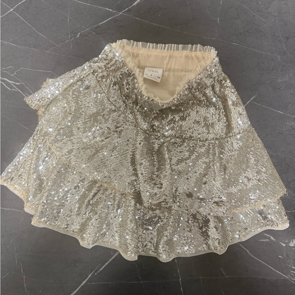 Zara Glittering Sequin Mini Skirt - Silver